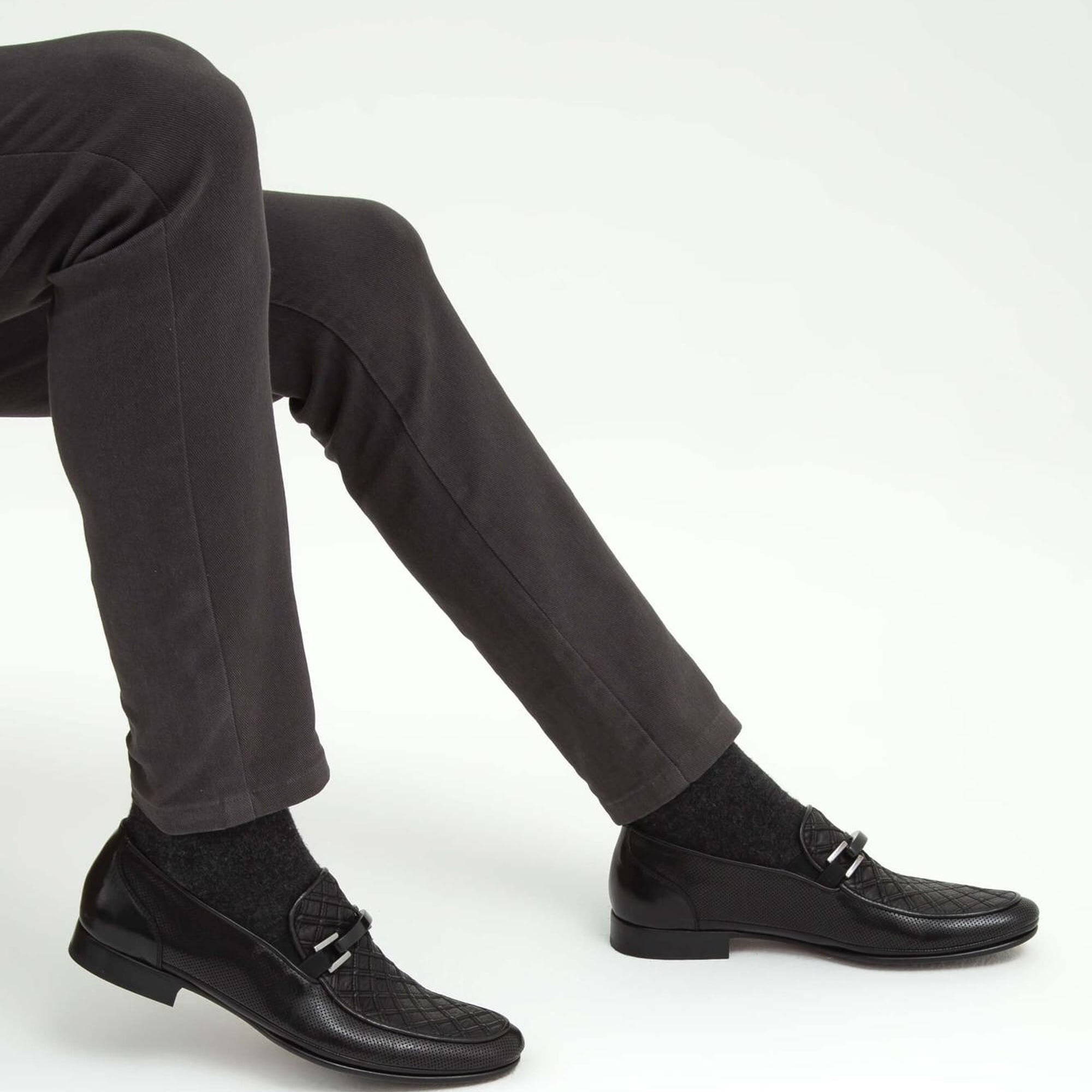 Tamer Tanca Erkek Hakiki Deri Siyah Makosen Ayakkabı