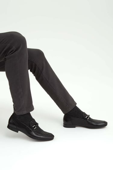  Tamer Tanca Erkek Hakiki Deri Siyah Makosen Ayakkabı