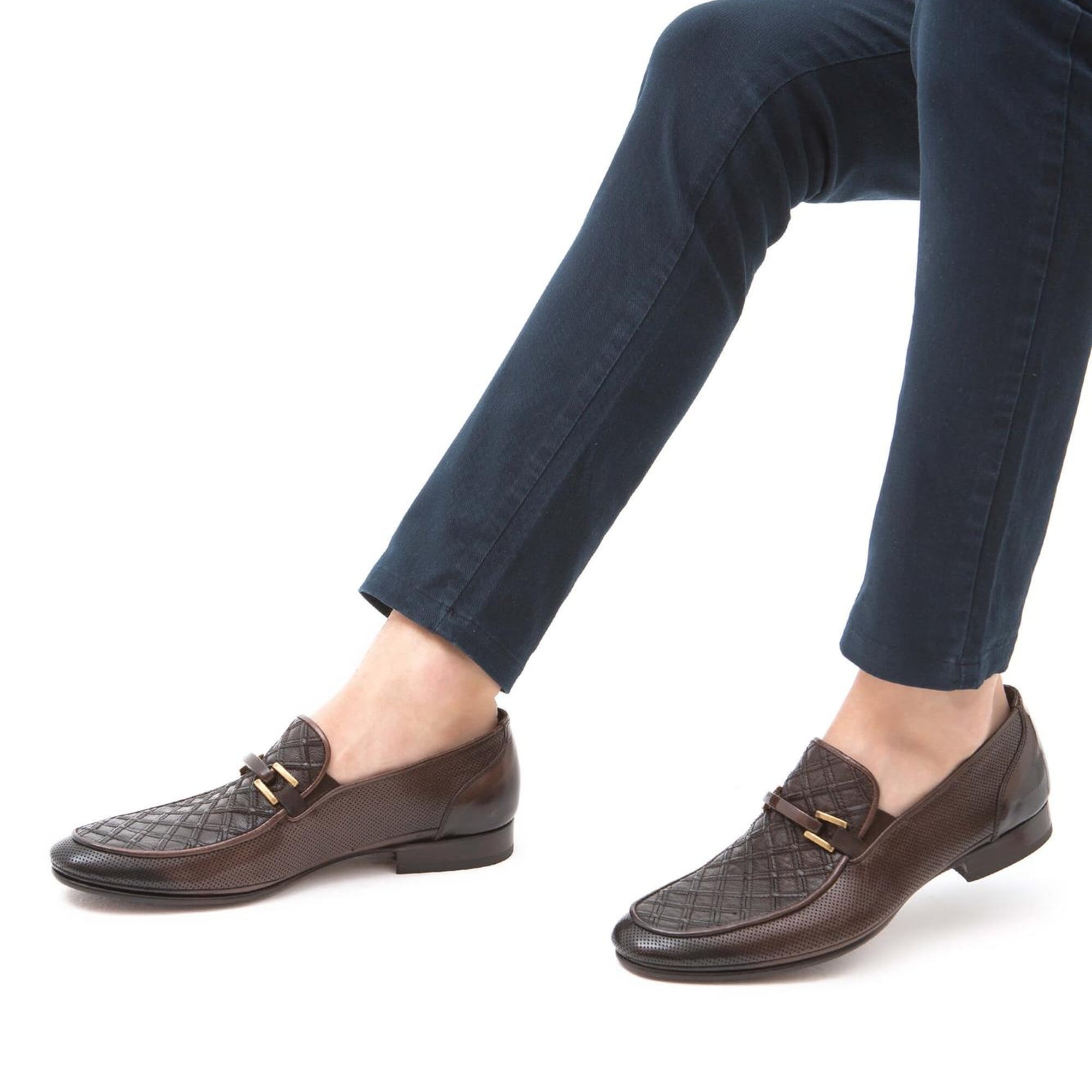 Tamer Tanca Erkek Hakiki Deri Kahverengi Makosen Ayakkabı