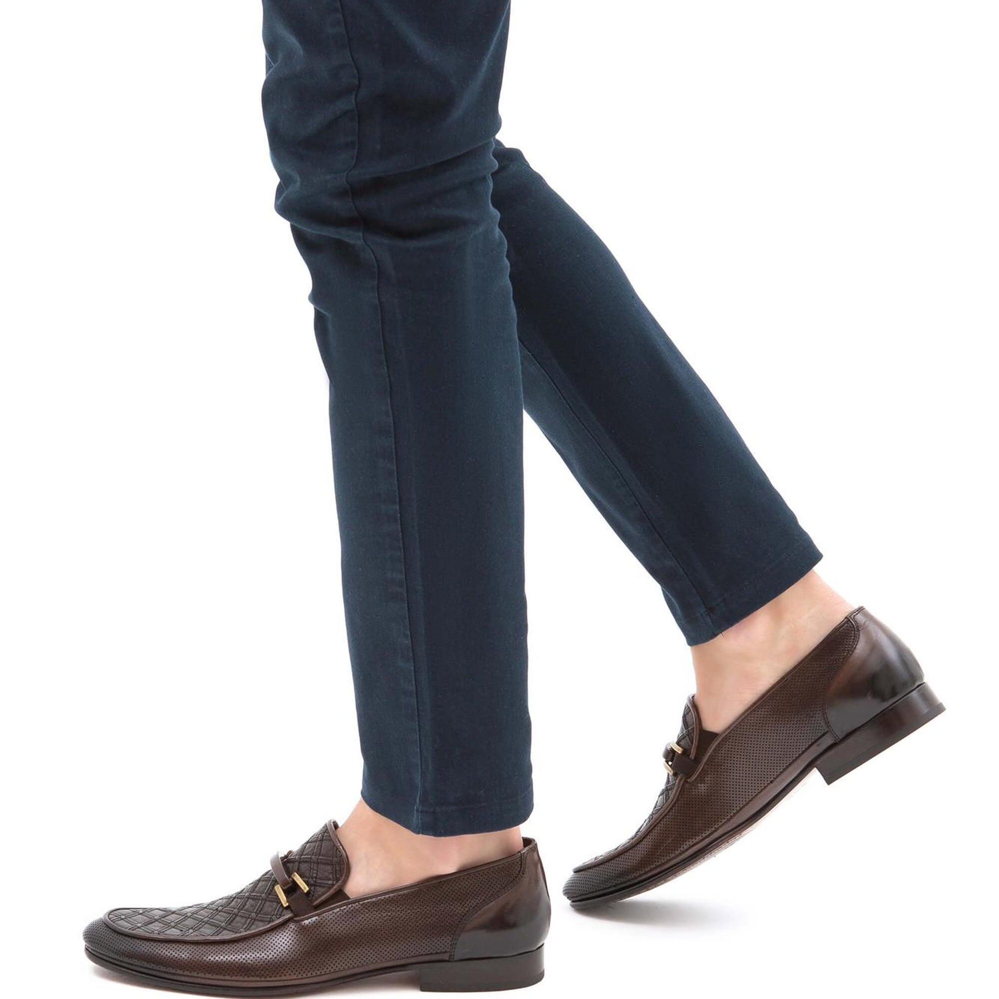 Tamer Tanca Erkek Hakiki Deri Kahverengi Makosen Ayakkabı