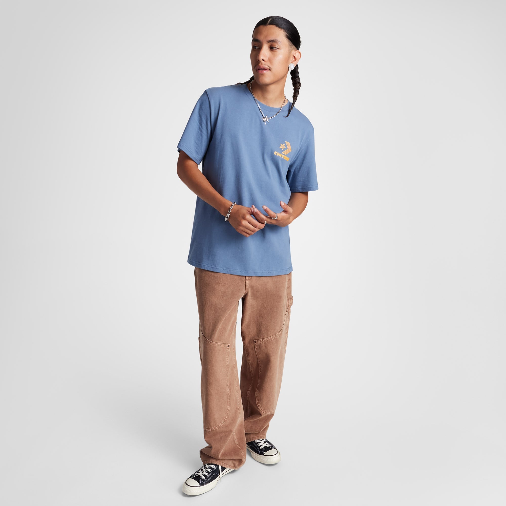 Converse Erkek Grafik Baskılı Mavi T-Shirt