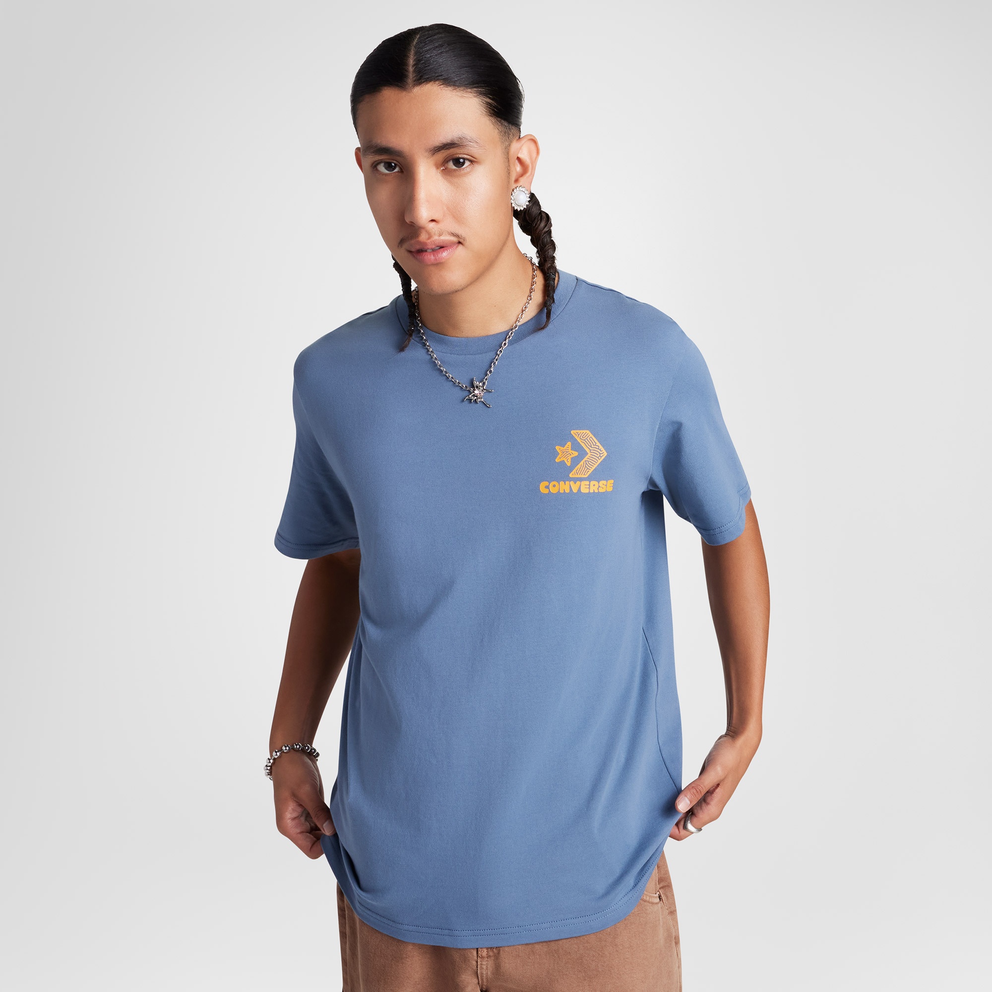 Converse Erkek Grafik Baskılı Mavi T-Shirt