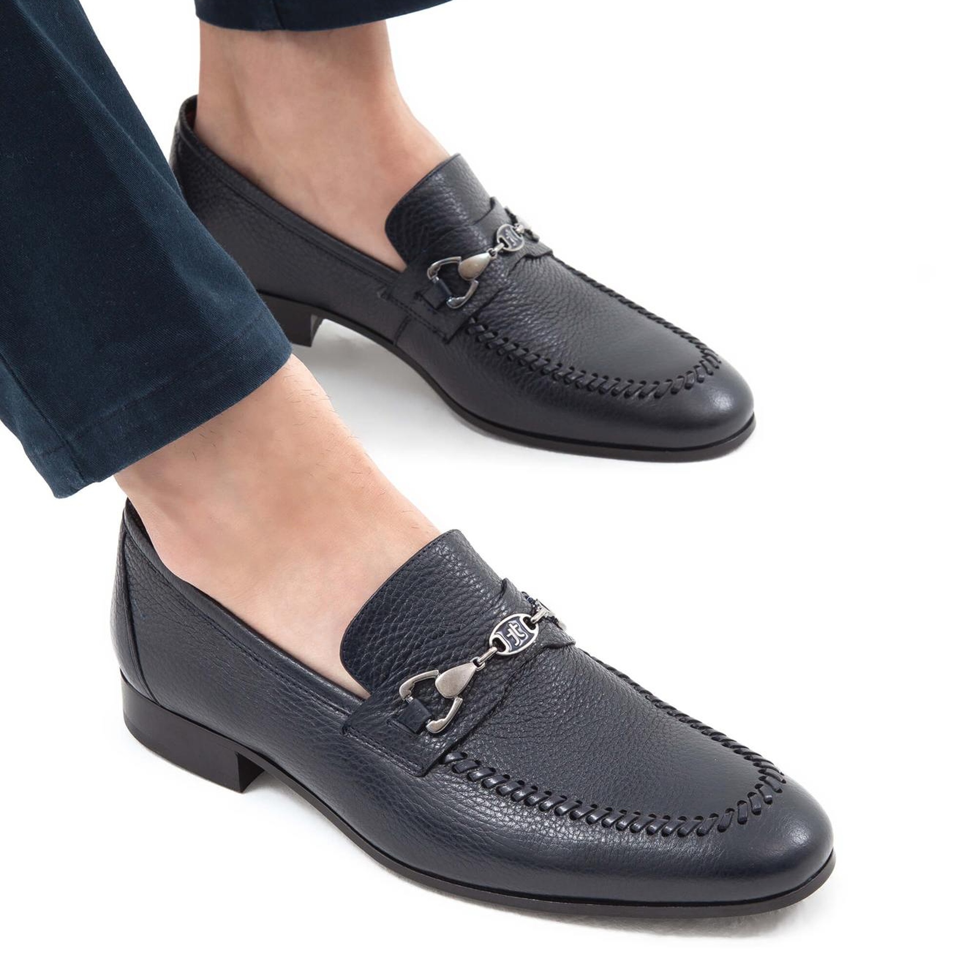 Tamer Tanca Erkek Hakiki Deri Lacivert Makosen Ayakkabı