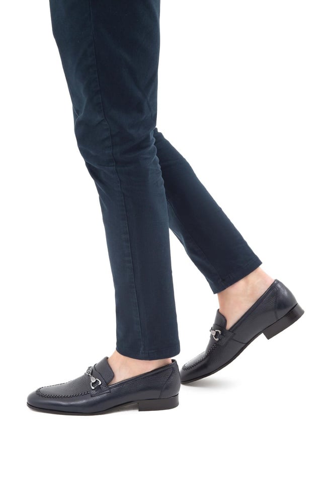  Tamer Tanca Erkek Hakiki Deri Lacivert Makosen Ayakkabı