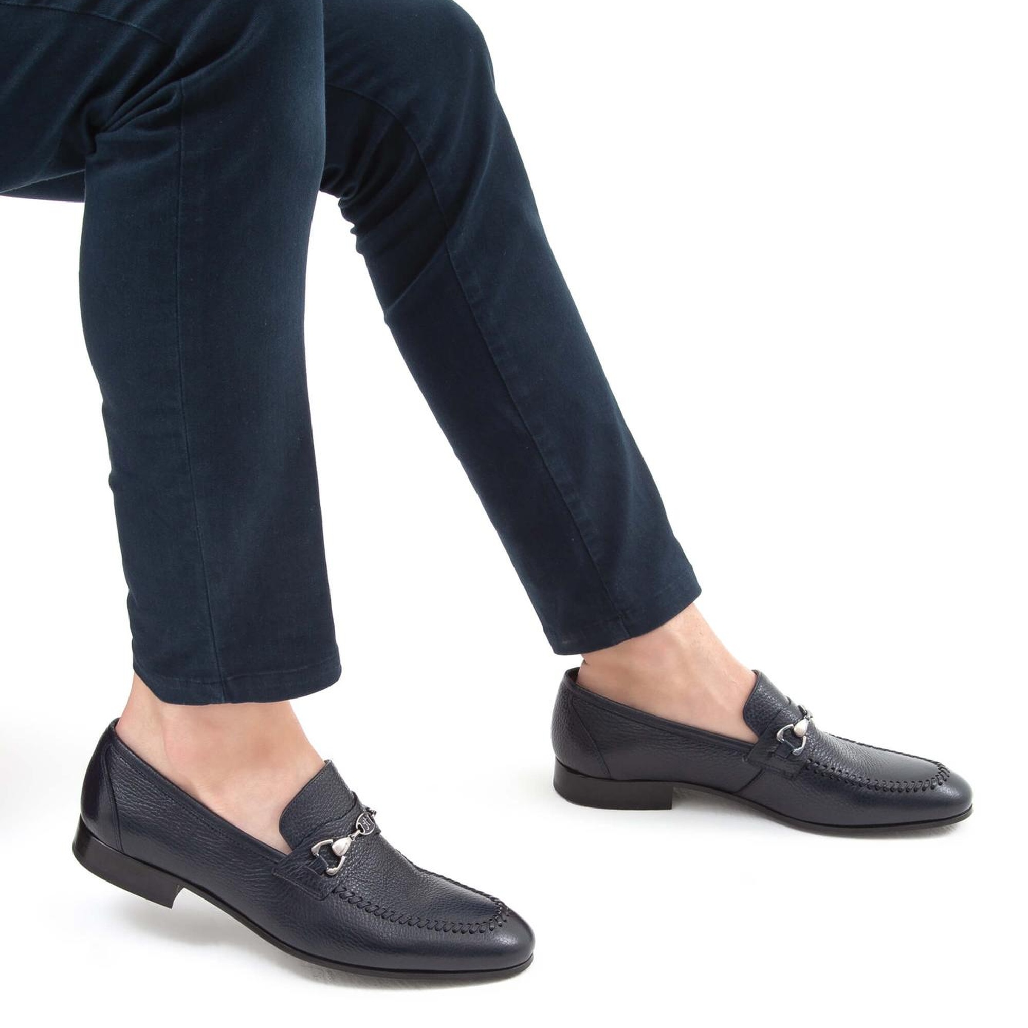 Tamer Tanca Erkek Hakiki Deri Lacivert Makosen Ayakkabı