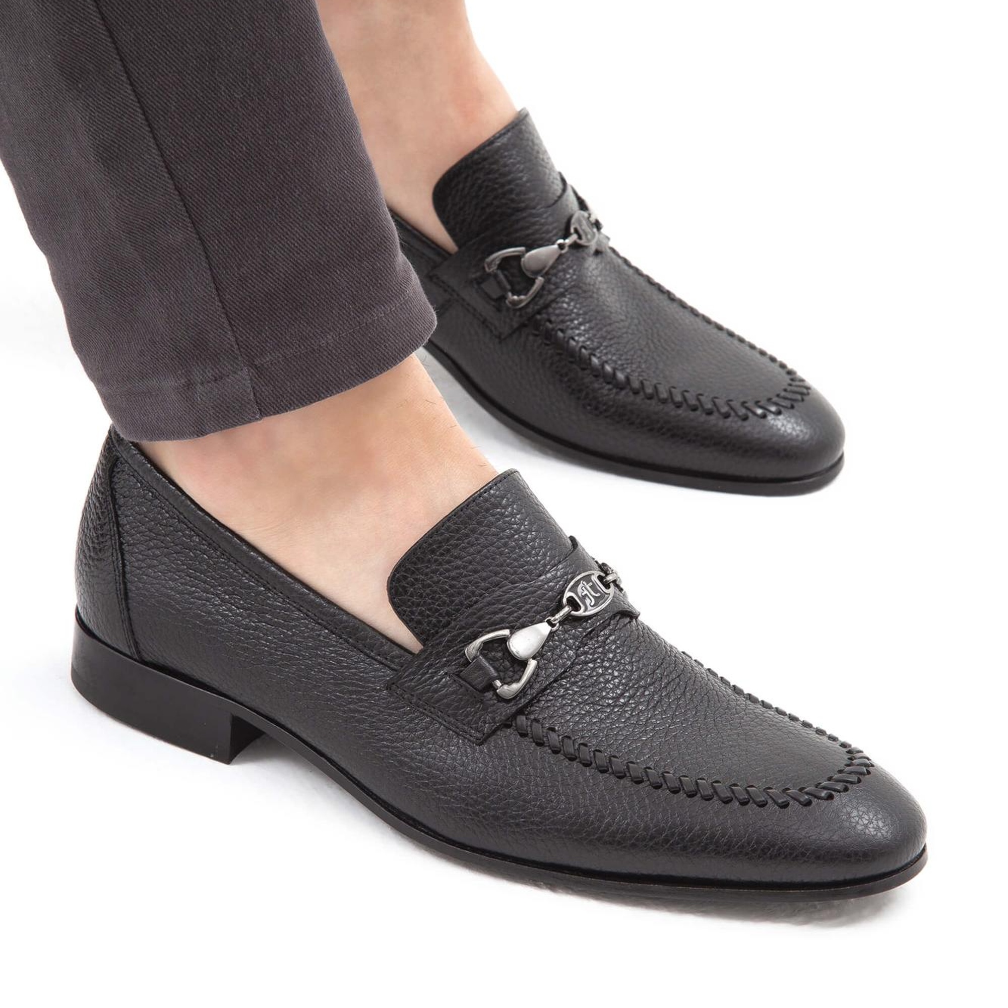 Tamer Tanca Erkek Hakiki Deri Siyah Makosen Ayakkabı