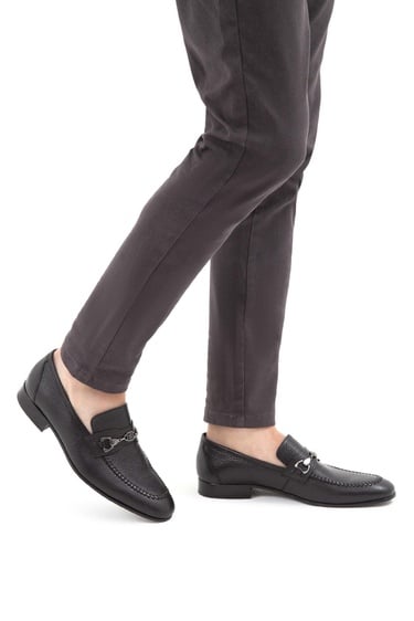  Tamer Tanca Erkek Hakiki Deri Siyah Makosen Ayakkabı