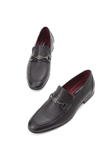  Tamer Tanca Erkek Hakiki Deri Siyah Makosen Ayakkabı