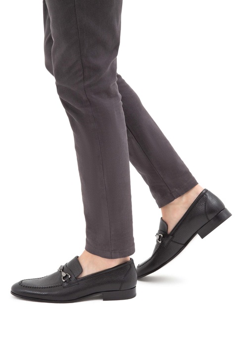  Tamer Tanca Erkek Hakiki Deri Siyah Makosen Ayakkabı