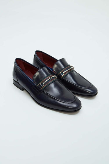  Tamer Tanca Erkek Hakiki Deri Lacivert Klasik Ayakkabı