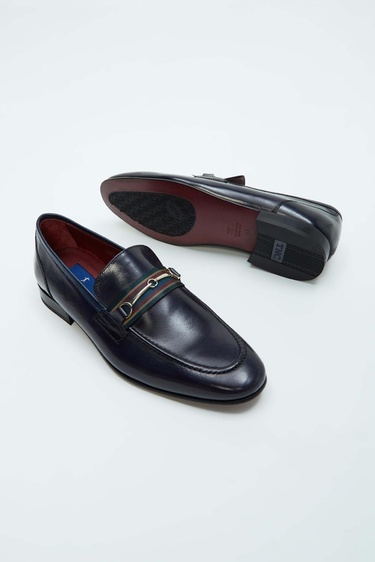  Tamer Tanca Erkek Hakiki Deri Lacivert Klasik Ayakkabı