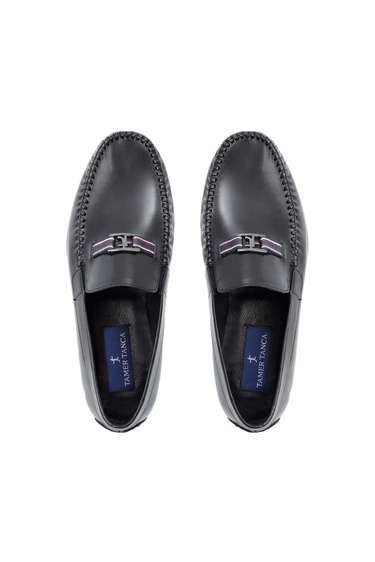  Tamer Tanca Erkek Hakiki Deri Siyah Makosen Ayakkabı