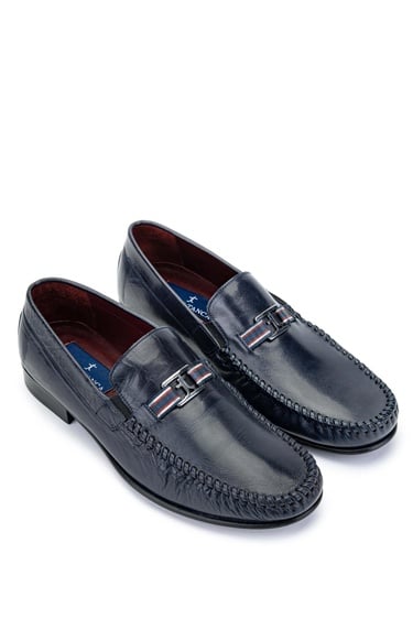  Tamer Tanca Erkek Hakiki Deri Lacivert Makosen Ayakkabı