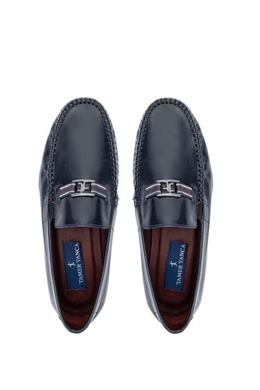  Tamer Tanca Erkek Hakiki Deri Lacivert Makosen Ayakkabı