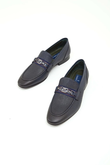  Tamer Tanca Erkek Hakiki Deri Lacivert Klasik Ayakkabı