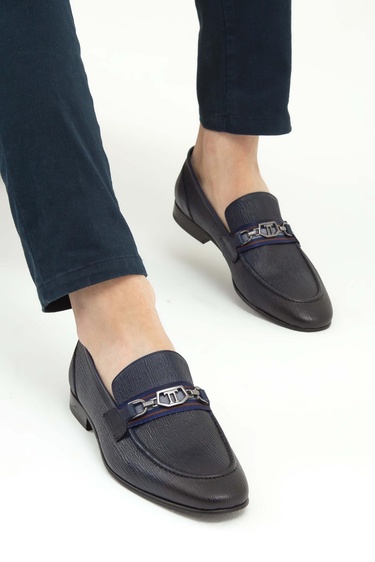  Tamer Tanca Erkek Hakiki Deri Lacivert Klasik Ayakkabı