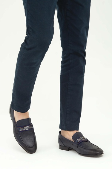  Tamer Tanca Erkek Hakiki Deri Lacivert Klasik Ayakkabı