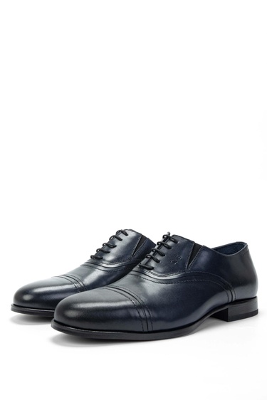  Tamer Tanca Erkek Hakiki Deri Lacivert Klasik Ayakkabı