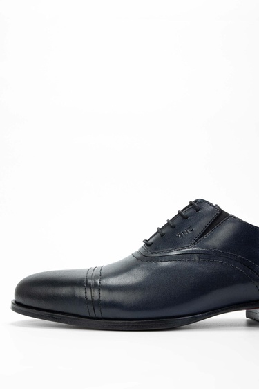  Tamer Tanca Erkek Hakiki Deri Lacivert Klasik Ayakkabı