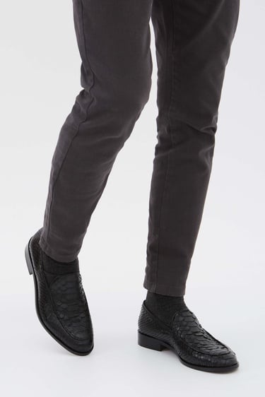  Tamer Tanca Erkek Hakiki Deri Siyah Makosen Ayakkabı