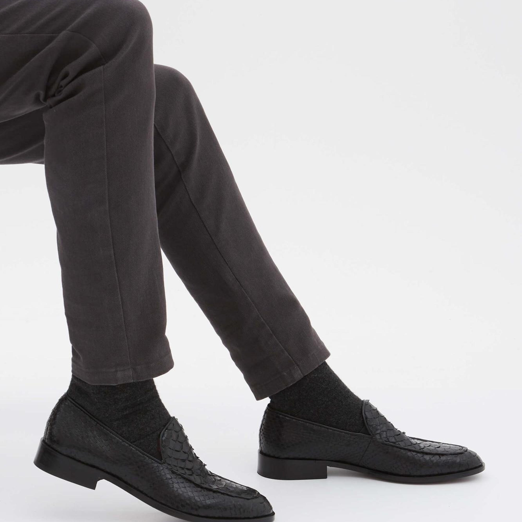 Tamer Tanca Erkek Hakiki Deri Siyah Makosen Ayakkabı