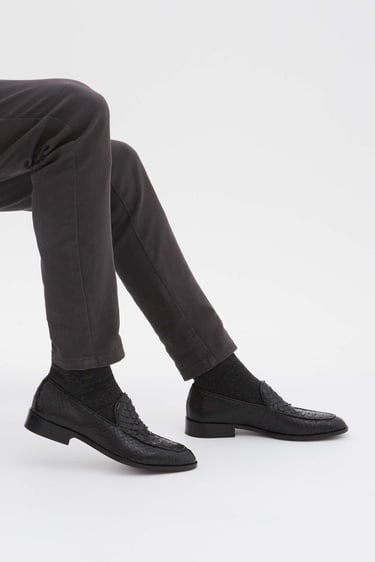  Tamer Tanca Erkek Hakiki Deri Siyah Makosen Ayakkabı