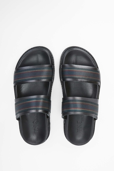  Tamer Tanca Erkek Hakiki Deri Siyah Günlük Terlik