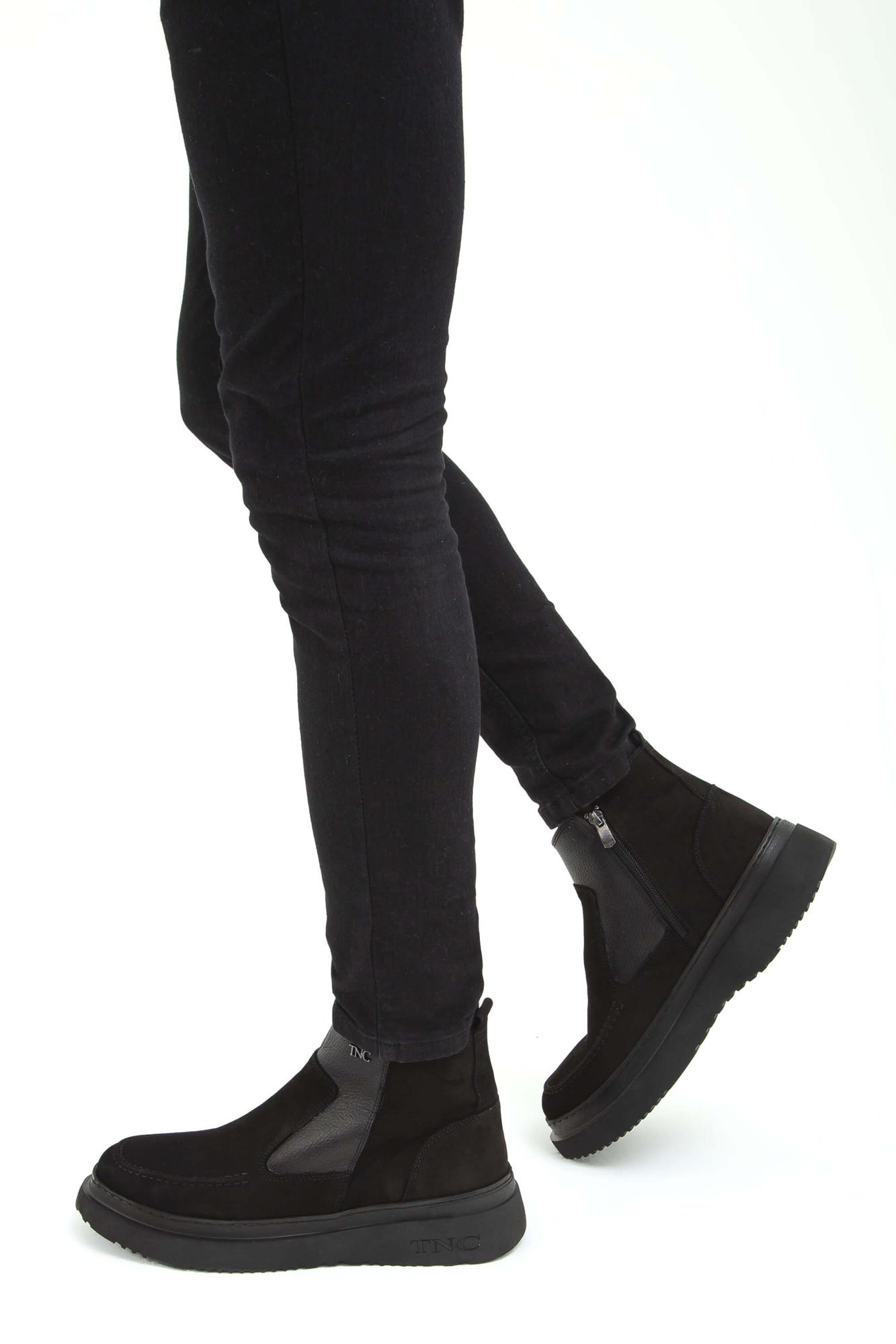 Tamer Tanca Tamer Tanca Siyah Erkek Hakiki Deri SYH NBK/SYH FULL UP Casual Bot | FashFed Siyah - 2. görsel