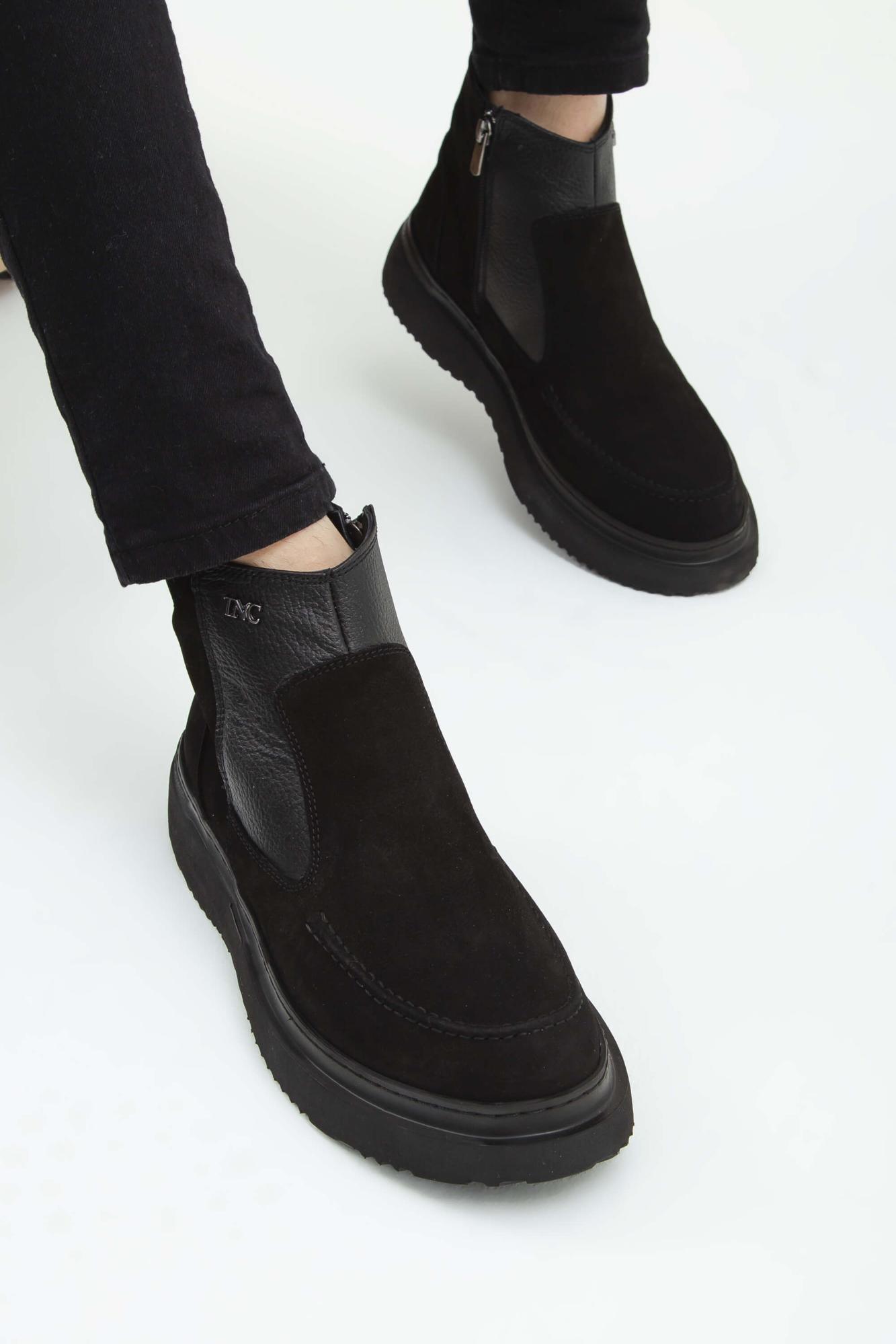 Tamer Tanca Tamer Tanca Siyah Erkek Hakiki Deri SYH NBK/SYH FULL UP Casual Bot | FashFed Siyah - 5. görsel