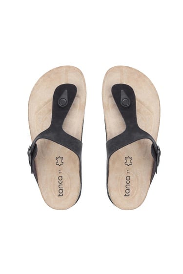  Tamer Tanca Kadın Hakiki Deri Siyah Nubuk Terlik