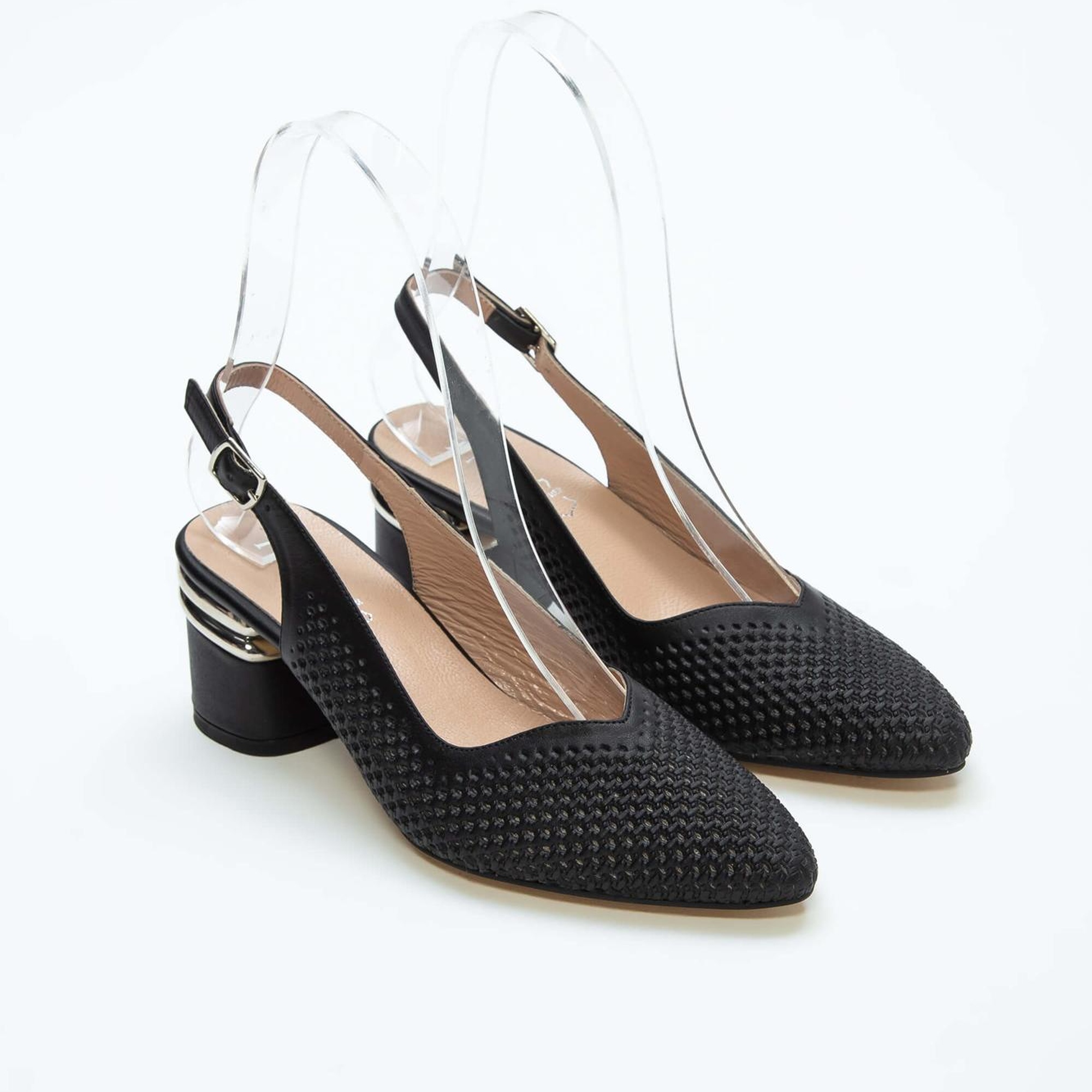 Tamer Tanca Kadın Hakiki Deri Siyah Deri Topuklu Ayakkabı