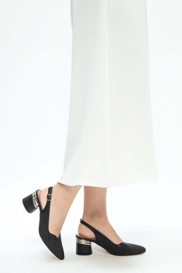  Tamer Tanca Kadın Hakiki Deri Siyah Deri Topuklu Ayakkabı