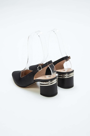  Tamer Tanca Kadın Hakiki Deri Siyah Deri Topuklu Ayakkabı