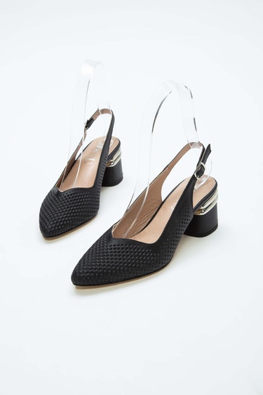  Tamer Tanca Kadın Hakiki Deri Siyah Deri Topuklu Ayakkabı