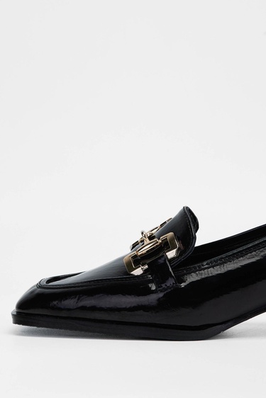  Tamer Tanca Kadın Vegan Siyah Rugan Topuklu Ayakkabı