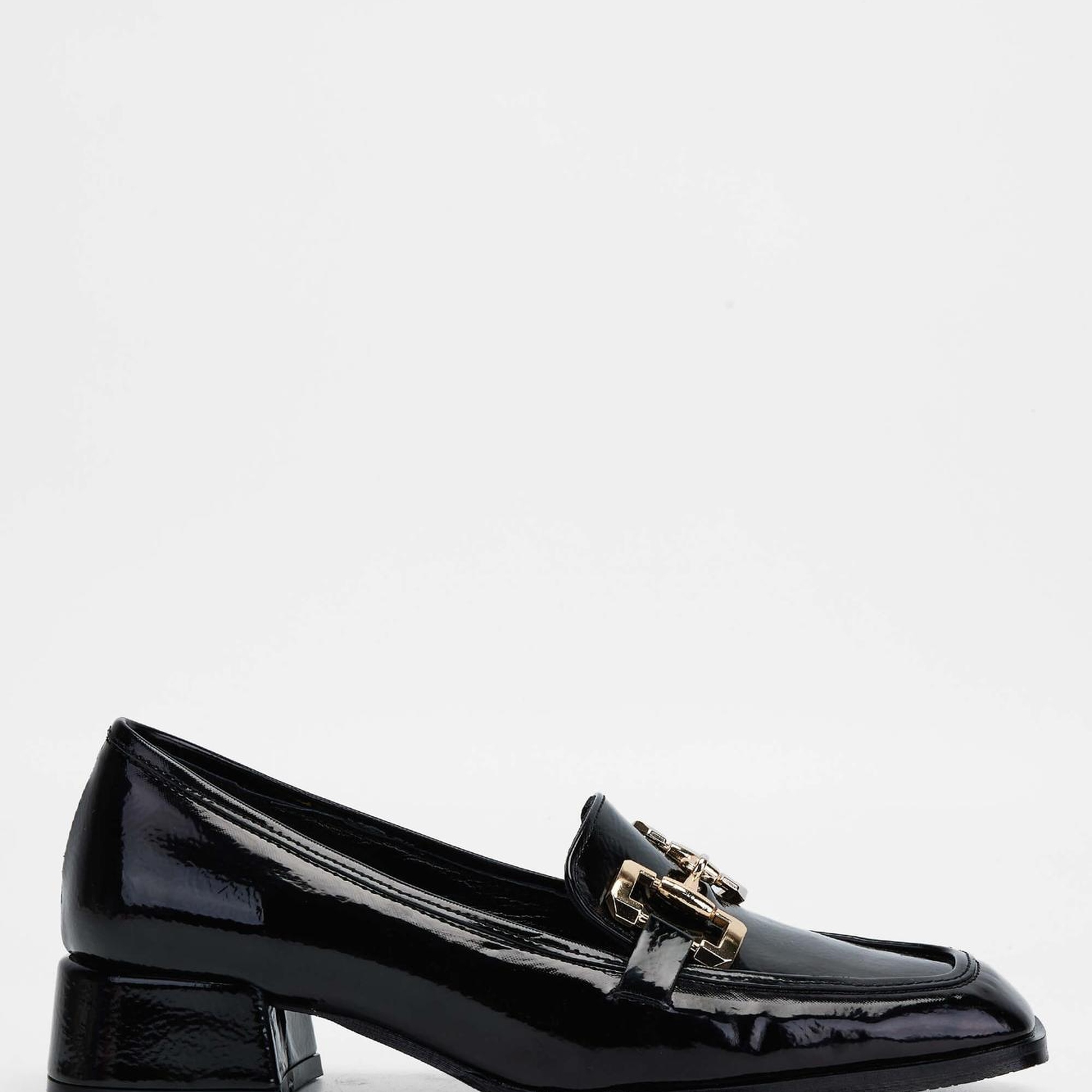 Tamer Tanca Kadın Vegan Siyah Rugan Topuklu Ayakkabı