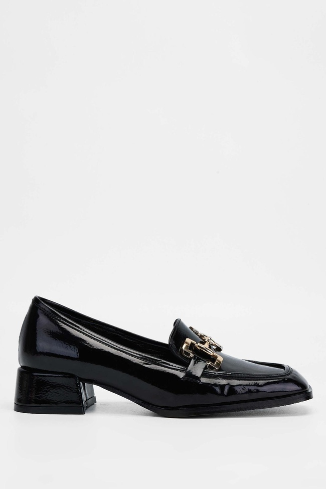  Tamer Tanca Kadın Vegan Siyah Rugan Topuklu Ayakkabı