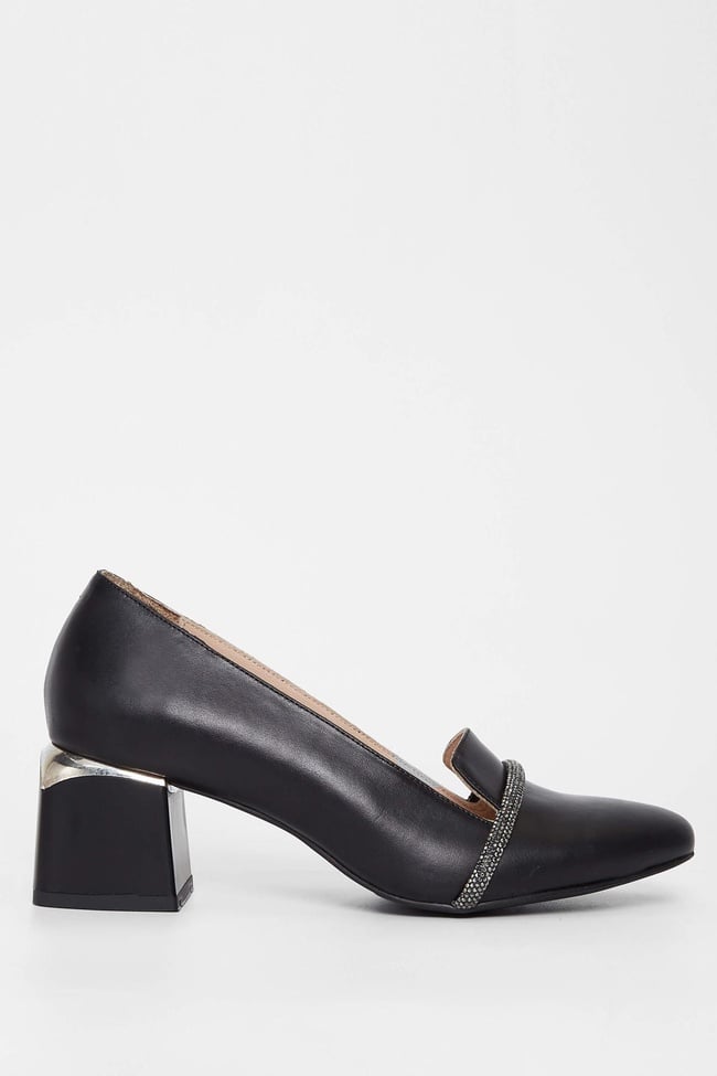  Tamer Tanca Kadın Hakiki Deri Siyah Topuklu Ayakkabı