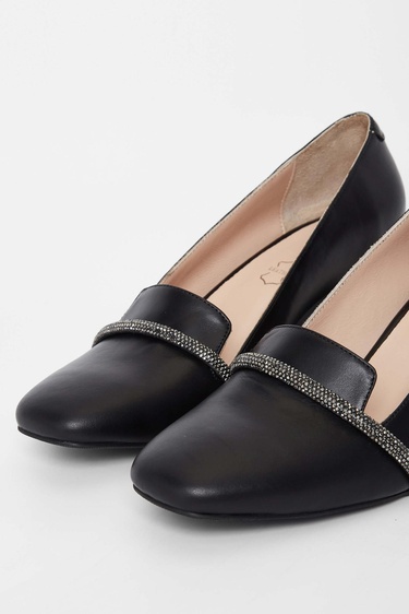  Tamer Tanca Kadın Hakiki Deri Siyah Topuklu Ayakkabı