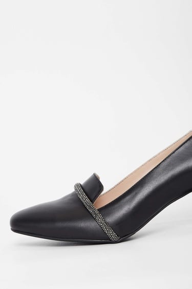  Tamer Tanca Kadın Hakiki Deri Siyah Topuklu Ayakkabı