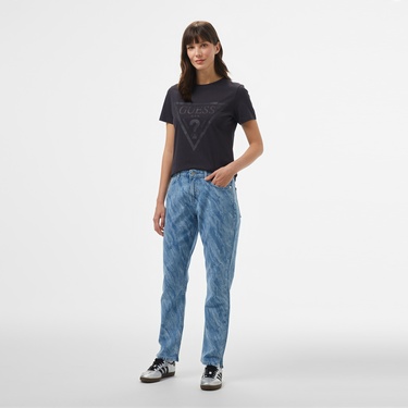  Guess Adele Organic Cotton 160Gsm Kadın Antrasit T-Shirt