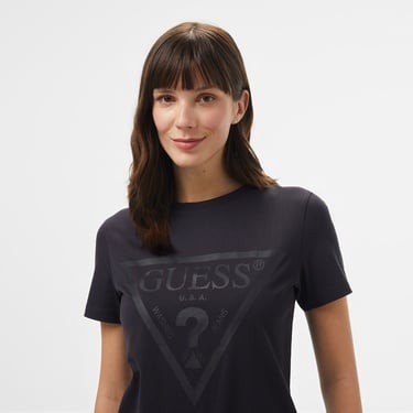  Guess Adele Organic Cotton 160Gsm Kadın Antrasit T-Shirt
