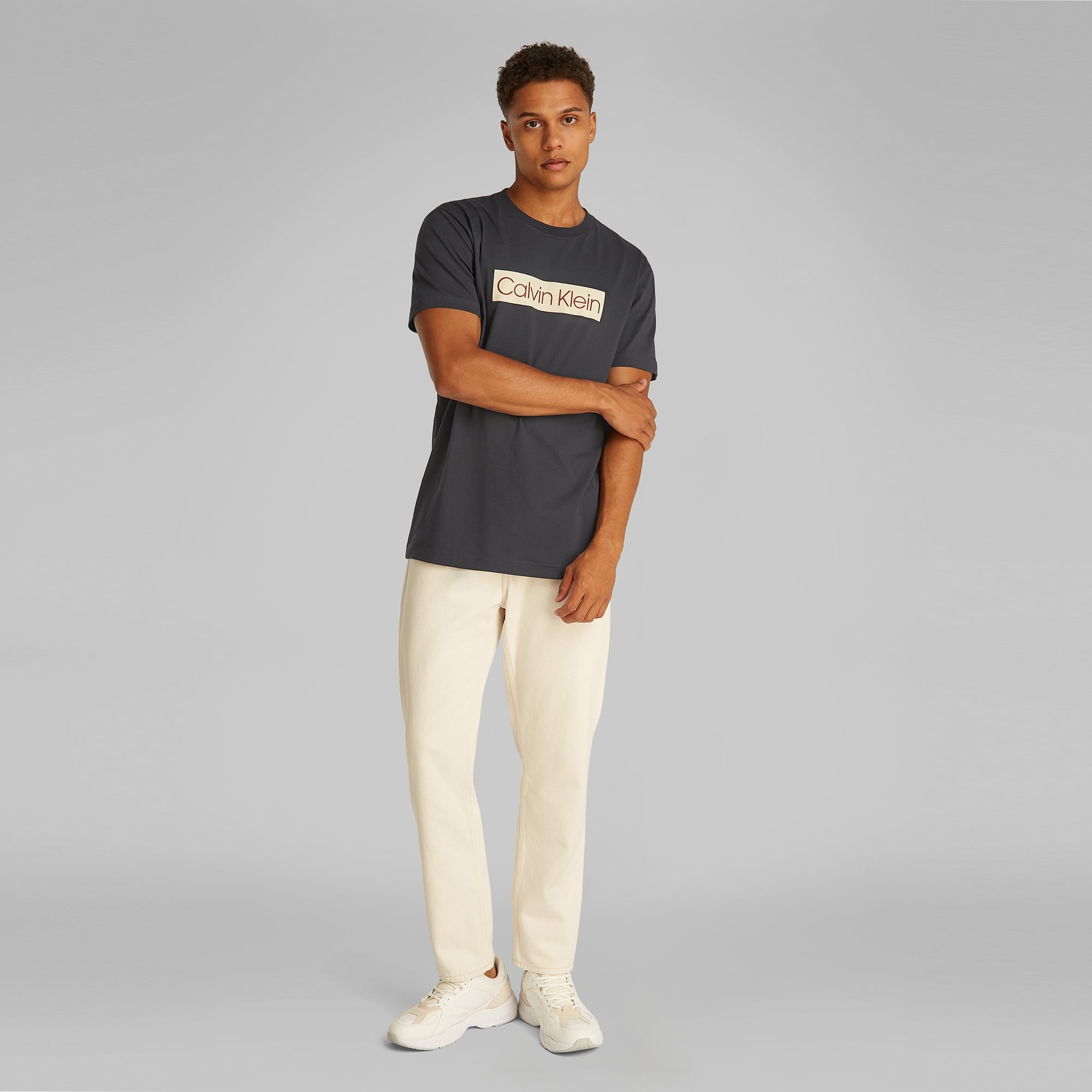 Calvin Klein Label Print Erkek Siyah T-Shirt