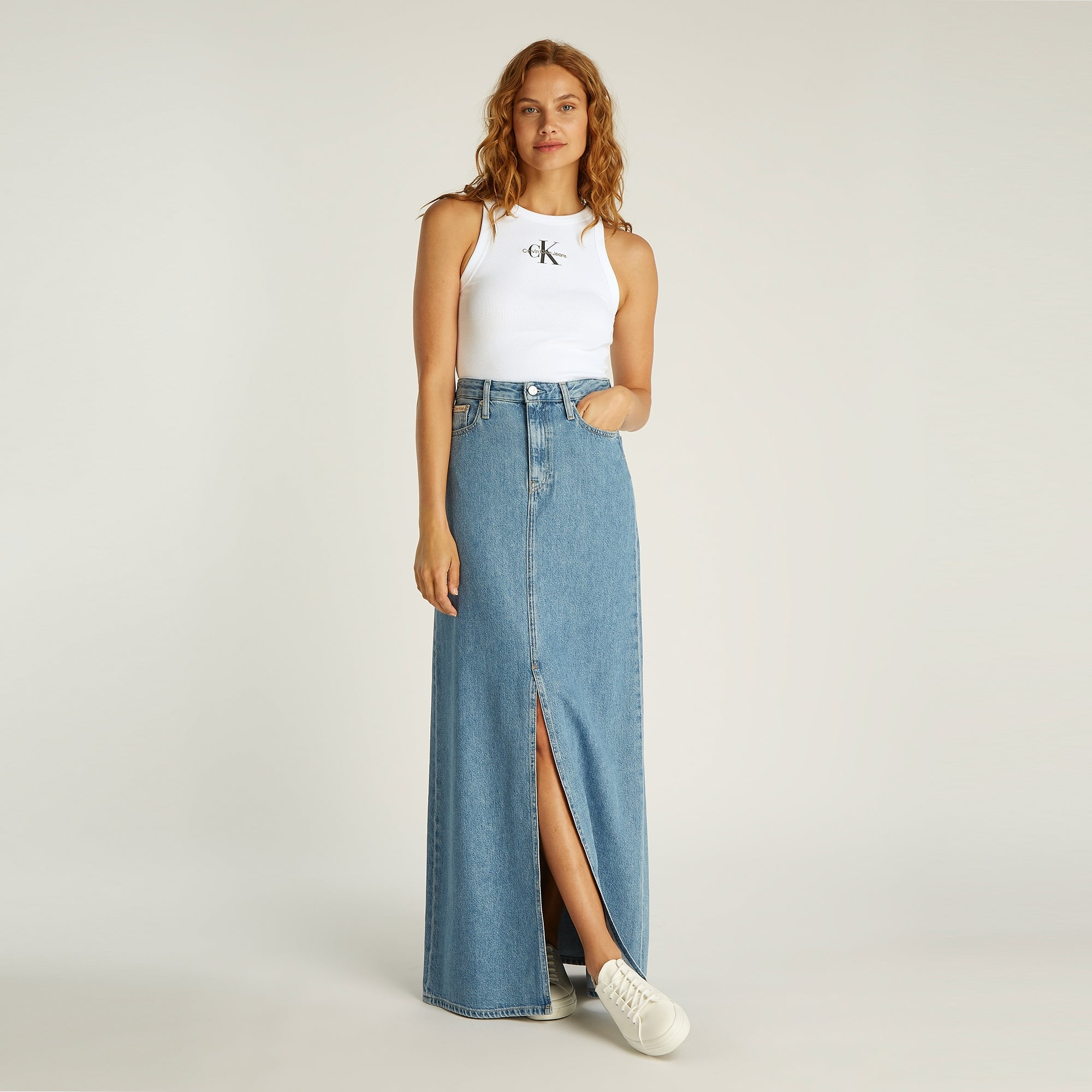 Calvin Klein Monologo Tank Kadın Beyaz Kolsuz T-Shirt