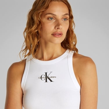  Calvin Klein Monologo Tank Kadın Beyaz Kolsuz T-Shirt
