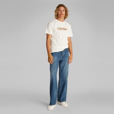  Calvin Klein Label Print Erkek Beyaz T-Shirt