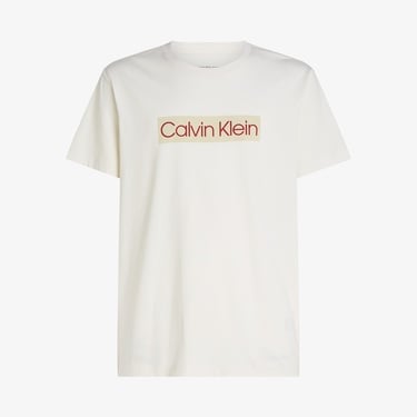  Calvin Klein Label Print Erkek Beyaz T-Shirt