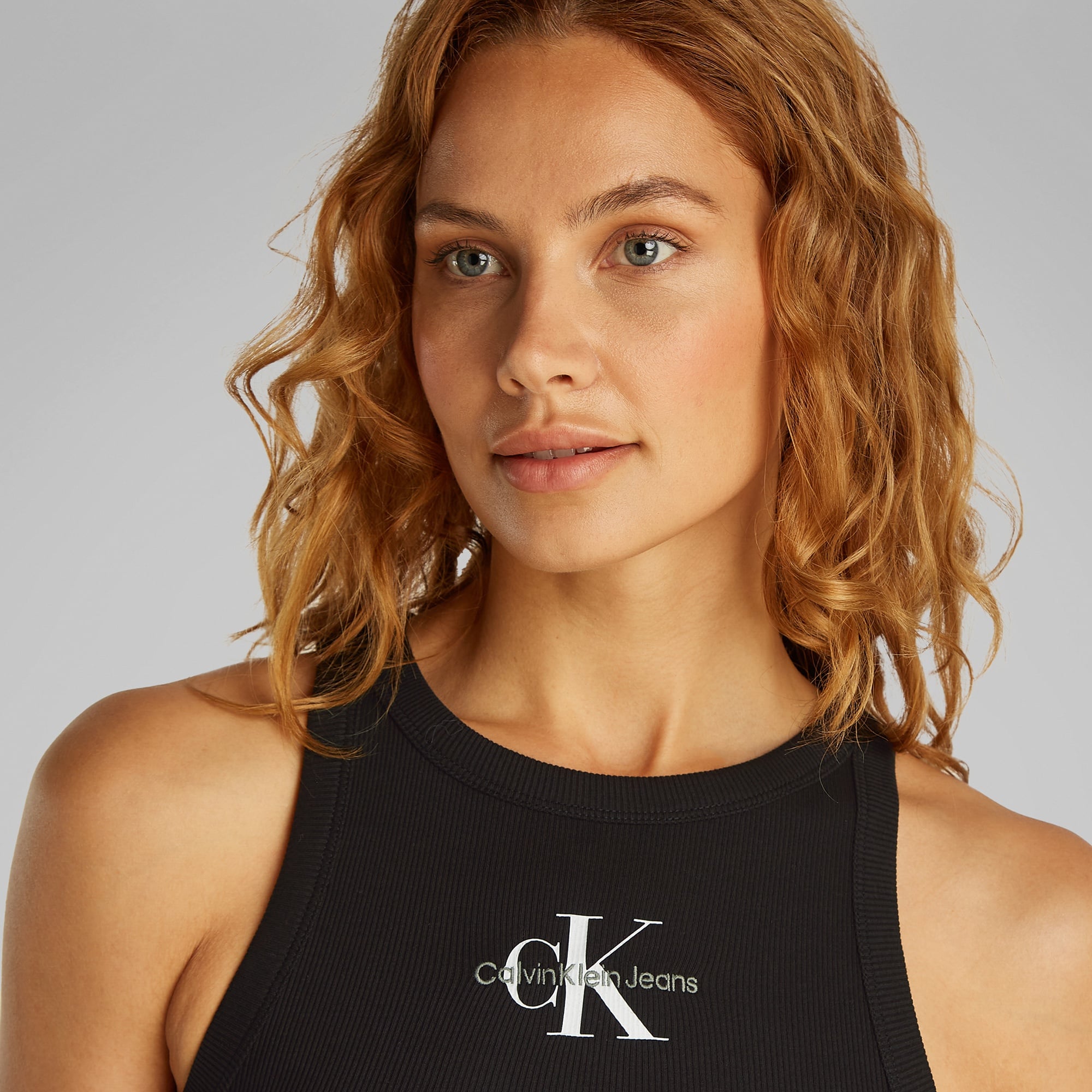 Calvin Klein Monologo Tank Kadın Siyah Kolsuz T-Shirt