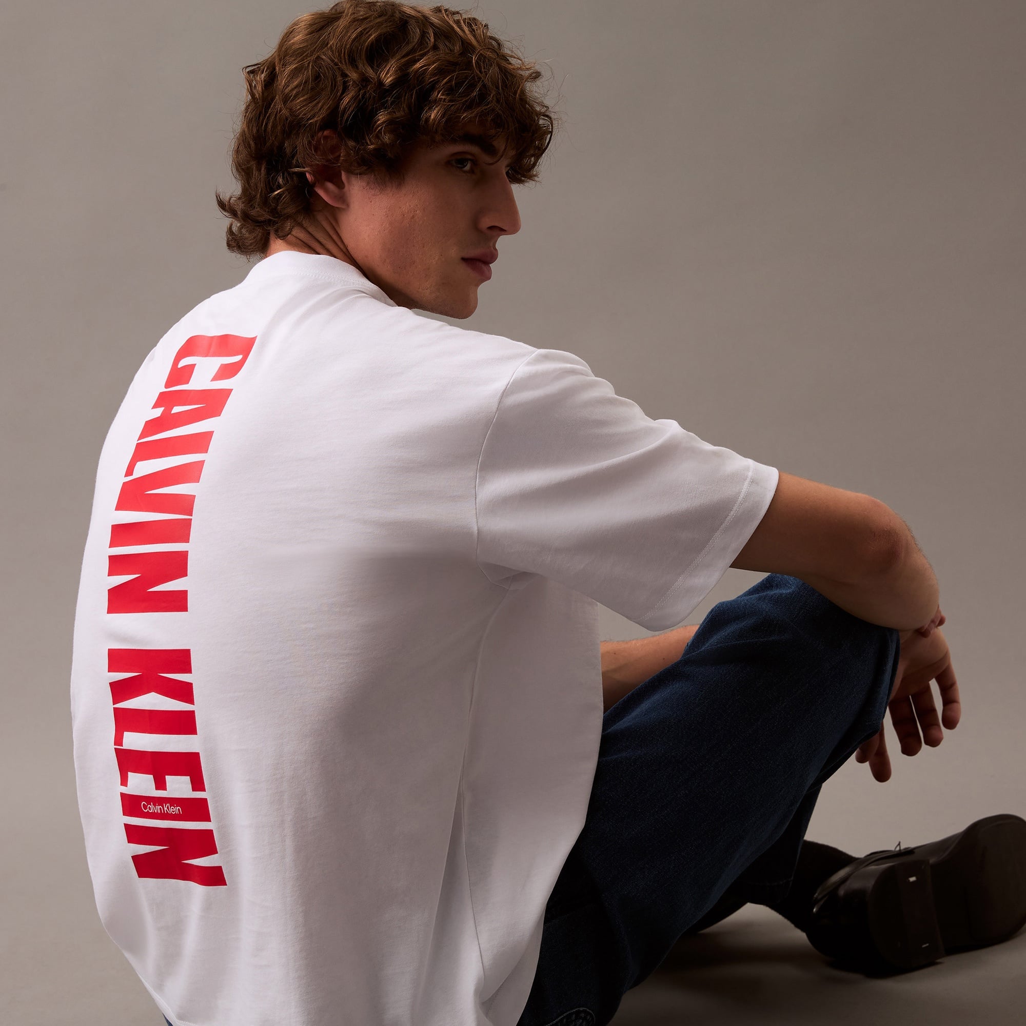 Calvin Klein Relax Vert Logo Erkek Beyaz T-Shirt