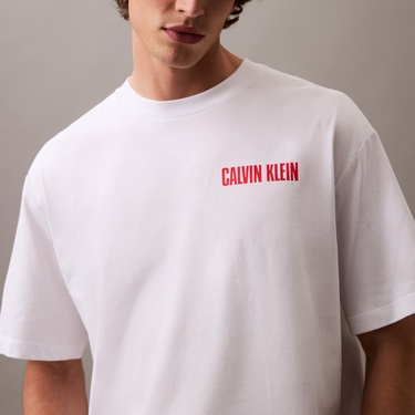  Calvin Klein Relax Vert Logo Erkek Beyaz T-Shirt